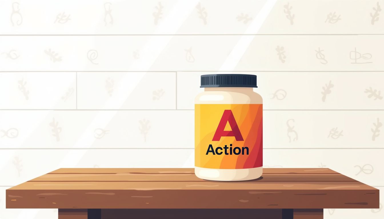 Vectorillustratie van een creatine container op een houten tafel.