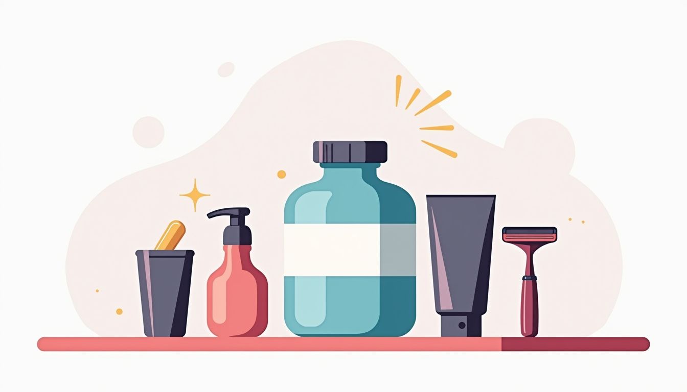 Minimalistische vectorillustratie van creatine fles op badkamerblad. Minimalistische vectorillustratie van creatine fles op badkamerblad.