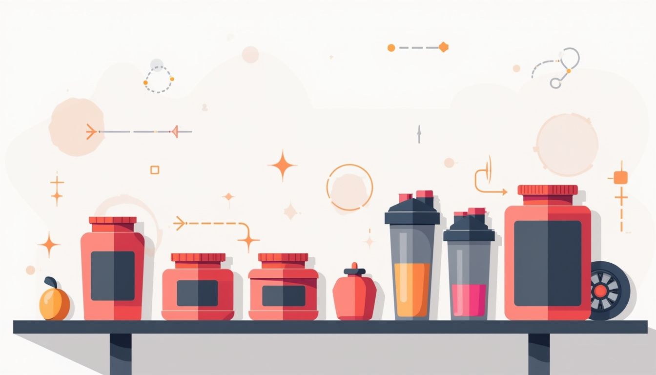 Minimalistische vectorillustratie van een creatinepot op een sportschap.