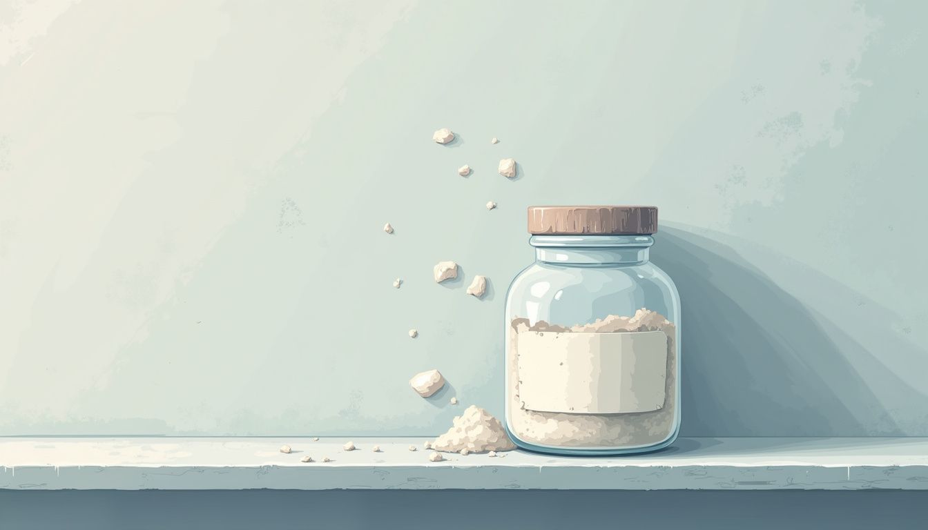 Een minimalistische illustratie van een verwaarloosde creatinepot op een plank. Een minimalistische illustratie van een verwaarloosde creatinepot op een plank.