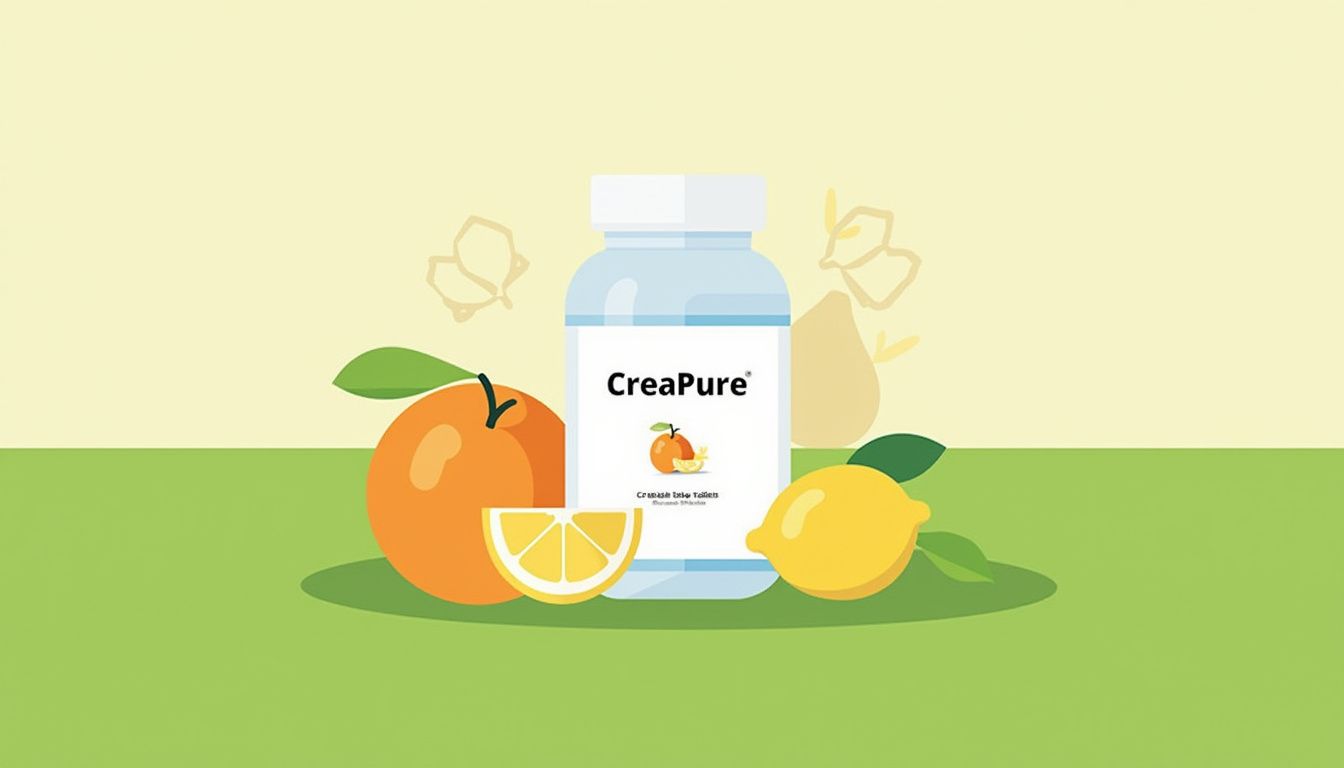 Minimalistische illustratie van een sportveld met creatine en citrusvruchten. Minimalistische illustratie van een sportveld met creatine en citrusvruchten.