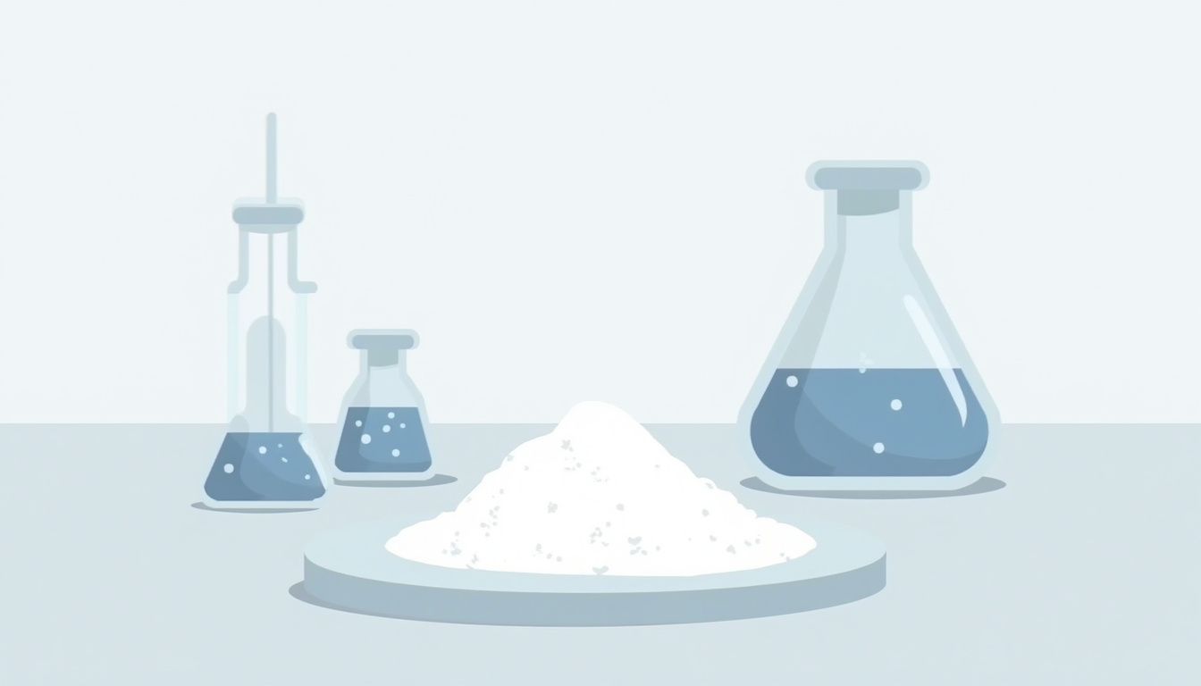 Minimalistische vectorillustratie van een poederhoop met laboratoriumapparatuur. Minimalistische vectorillustratie van een poederhoop met laboratoriumapparatuur.