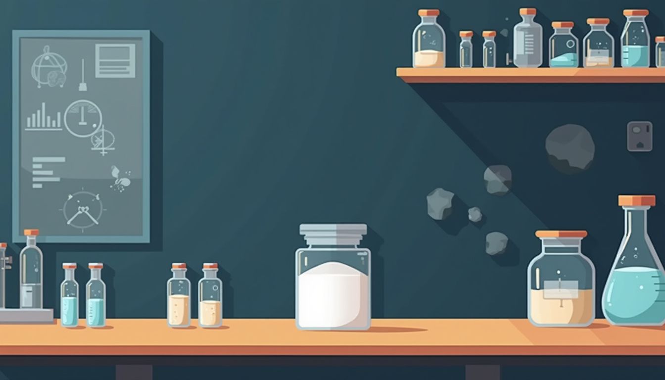 Minimalistische illustratie van een laboratorium met wetenschappelijke apparatuur. Minimalistische illustratie van een laboratorium met wetenschappelijke apparatuur.